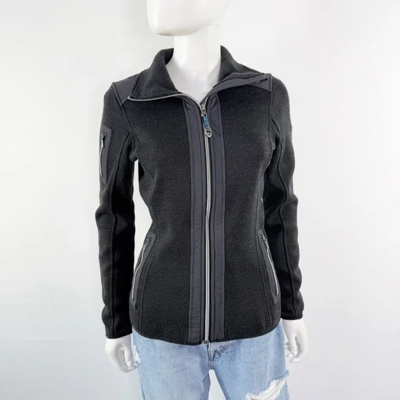 Kuhl Black Knit Zip Up Jacket Size S with Pockets Casual Athleisure Outdoors - Picture 2 of 11